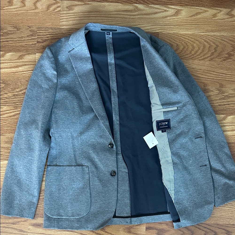 NWT J. Crew Slim Fit Thompson Knit Men's Blazer Grey White 40R